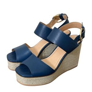 Navy Blue Wedge Sandals